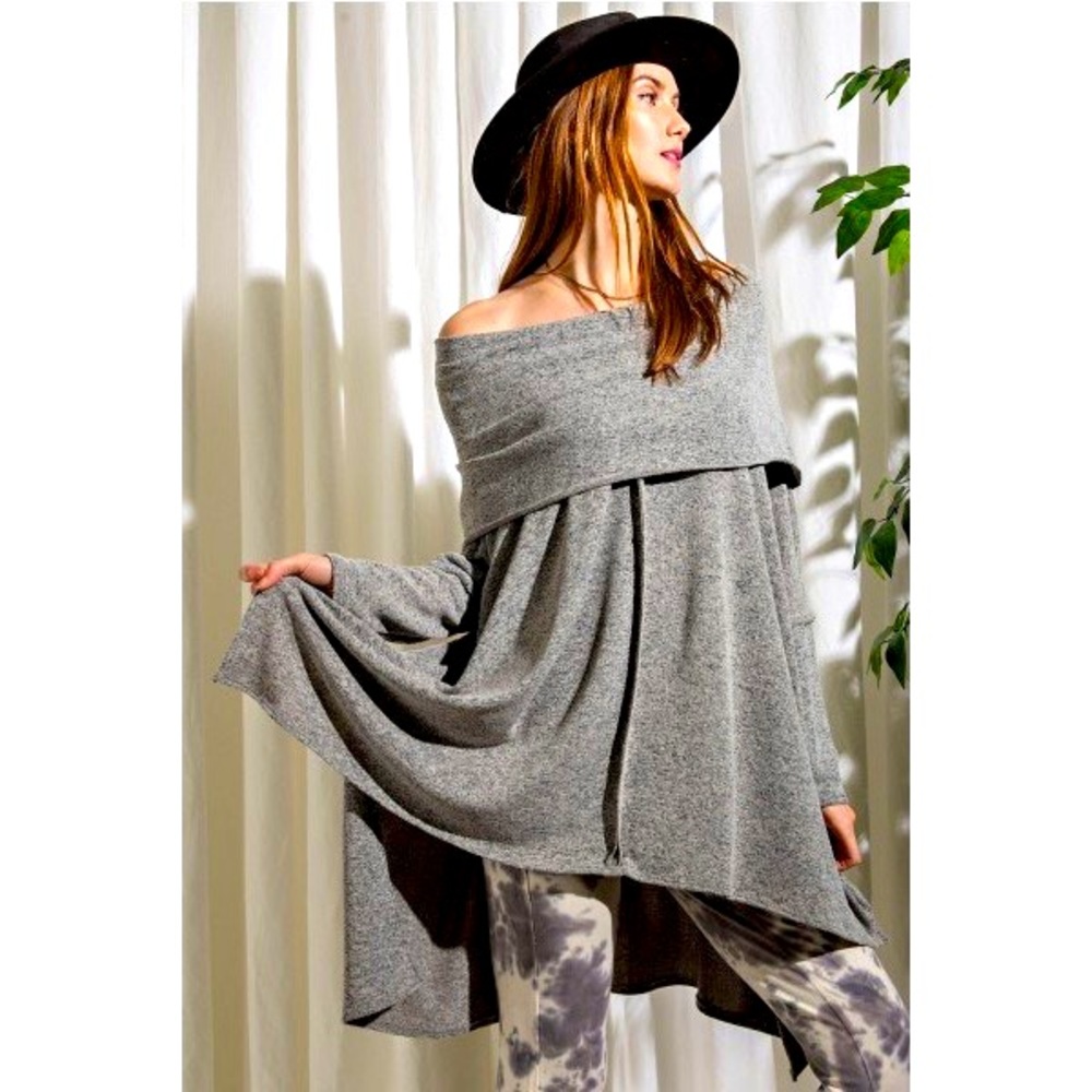 Lightweight 3/4 Summer Cowlneck Pullover Sweater